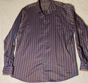 Camisa para hombre Visconti XL negra azul a rayas manga larga abotonada informal - Imagen 1 de 9