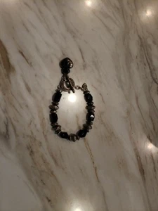 BRIGHTON RETIRED Cross Road ONYX Toggle Heart Dangle BRACELET Preloved - Picture 1 of 13