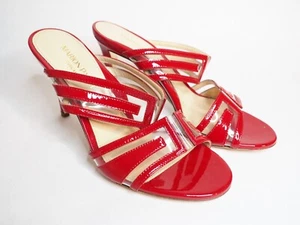 Marion Parke Toscana Red Patent Leather Larkin PVC Slide Heels, Size 7 (US) 37 - Picture 1 of 11