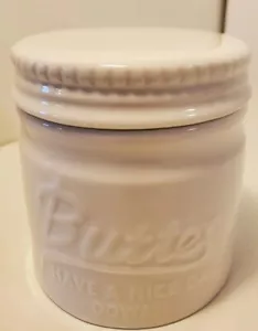 Dowan White Butter Dish Crock with Lid for Spreadable Soft Butter - Picture 1 of 8