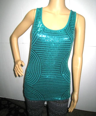 Vestido sin mangas ajustado con lentejuelas azul/verde Charlotte Russe talla S cuello redondo Foto 1 de 4