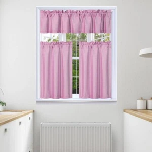 3PC KITCHEN TIER VALANCE SET SHORT PANEL LINED BACKING WINDOW CURTAIN BLACKOUT - Picture 1 of 28