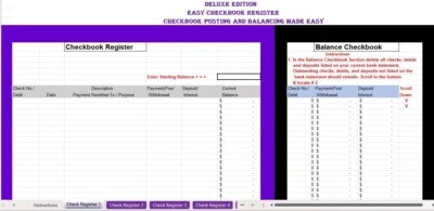 Checkbook Register Excel Spreadsheet, For PC or Android + FREE Budget Template - Image 1 of 4