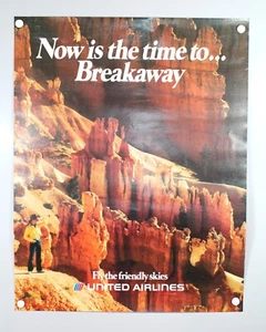 1984 United Airlines Time to Break Away Original Poster 28x22 A12-P13 - Picture 1 of 5