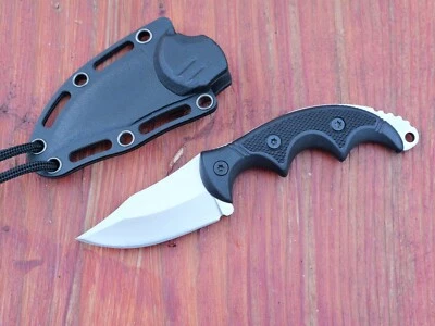 TATTVA TACTICAL 6” Combat Neck Knife Tactical Black Had Sheath Ball Chain Necklace Full Tang Edc