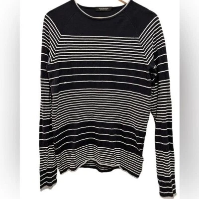 Scotch & Soda Men’s Sweater Size Large Nautical Thin Stripe Crew Cotton Cashmere - Image 1 of 4