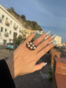 Anello In Argento 925 Perla Rosa - Imagen 1 de 3