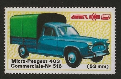 Norev Microminiatures 1/86 réf 516 : Bâche Peugeot 403 Pick-up (Pièce répro) - Photo 1/4