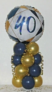 AGE 40 - 40th BIRTHDAY - FOIL BALLOON DISPLAY -TABLE CENTREPIECE - DECORATION - Picture 1 of 3