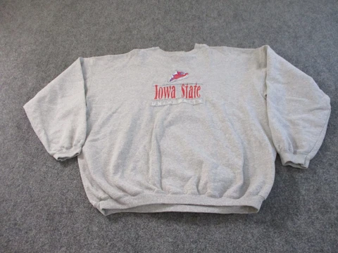Vintage Iowa State Cyclones Sweatshirt Men's 2XL XXL Gray Santee Crew Neck Cover