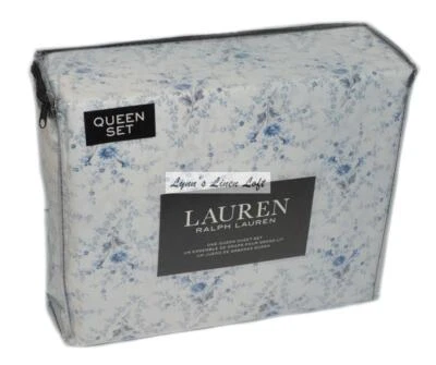 Juego de sábanas Ralph Lauren Queen 4P AZUL FLORAL PAÍS FRANCÉS Algodón Pequeño Floral Foto 1 de 4