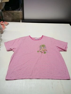 Haband! Camisa informal bordada manga corta cuello redondo rosa talla XX para mujer  Foto 1 de 4