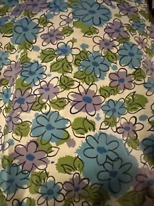 164”x35” Single Layer Fabric Piece Floral Fabric Purple Blue Green Polish Cotton - Picture 1 of 2