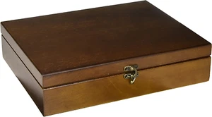 Old World Wooden Keepsake Box with Brass Closure and Walnut Finish, 12 X 9.5 Inc - Picture 1 of 5