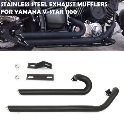 Tubos de escape escalonados Shortshots para Yamaha V Star 1100 XVS1100 DragStar negro Foto 1 de 4