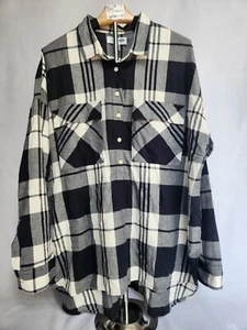 Old Navy Pullover Black/White Plaid Flannel Shirt Womens XL Boyfriend - Picture 1 of 14
