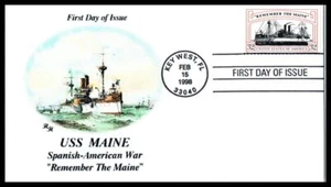 1998 Remember the Maine Sc 3192 FDC HH cachet 1/22 Key West FL (05 - Picture 1 of 2