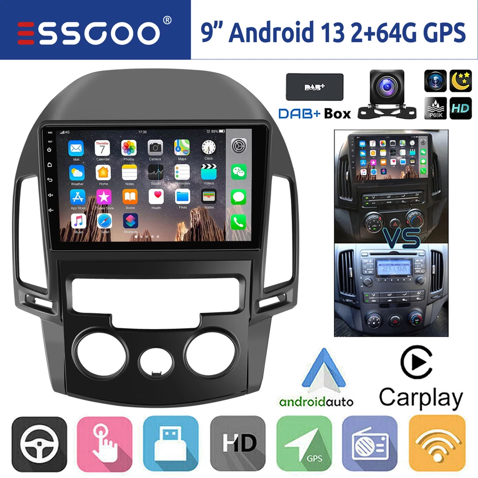 Für Hyundai i30 MK1 FD 2006-2011 DAB+ Autoradio Android 13 Carplay GPS Navi 64GB - Bild 1 von 4