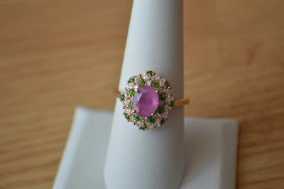 Anillo Ilakaka de 2,90 quilates con zafiro rosa/multigem enchapado en plata fina talla 8 Foto 1 de 4