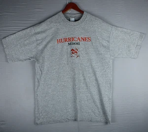 Vintage Salem Miami Hurricanes XLarge XL T Shirt Gray Embroidered Old Logo Rare - Picture 1 of 16