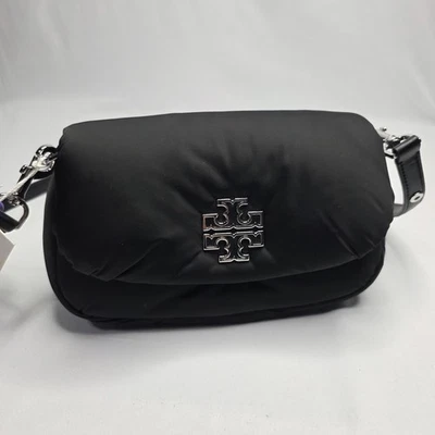 AUTH Tory Burch BRITTEN NYLON PUFFY CONVERTIBLE CROSSBODY BLACK MSRP $398 - Image 1 of 4