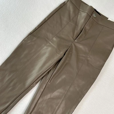Zara Women's Size XS NWT High Rise Faux Leather Legging Olive Green - Image 1 of 4