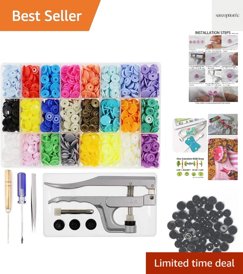 Colorful 384 KAM Snaps and Tools - Perfect for No-Sew Clothing and Diaper Fixes - Image 1 of 4