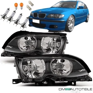 FACELIFT H7/H7 Scheinwerfer Set 01-05 Schwarz+Birnen passt für BMW E46 4/5 Türer - Bild 1 von 2