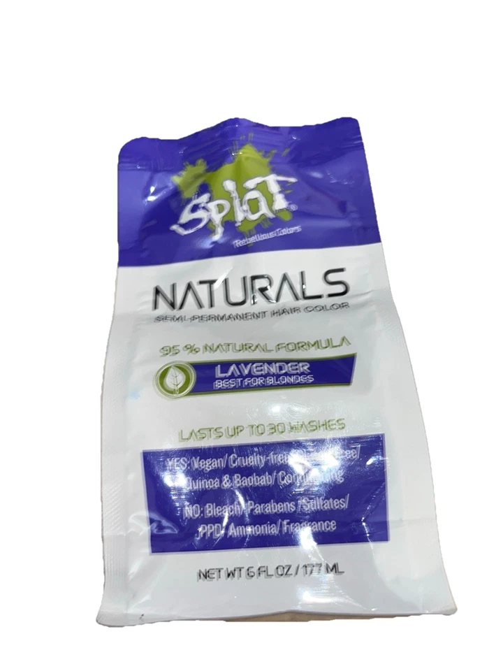 Color de cabello semipermanente Splat Naturals 6 oz tono púrpura fórmula natural vegana Foto 1 de 1