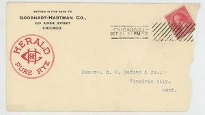 Mr Fancy Cancel Goodhart-Hartman Co Herald Pure Rye Chicago 1895 Cvr #1392 - Picture 1 of 2