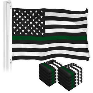 Bandiera Americana Linea Verde Sottile 3x5 Ft Confezione da 10 Poliestere Stampato 150D - Foto 1 di 5