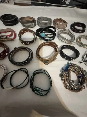 批量 20 件 皮革 + FAUX/CORD 多层 'WRAP' 手镯, ASSORTMENT — 第 1/4 张图片