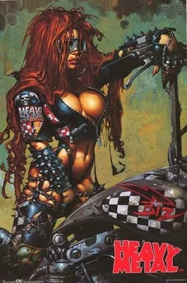 Revista Heavy Metal 380618 Biker Chick 1999 PÓSTER IMPRESO EN LA PARED EE. UU. Foto 1 de 4