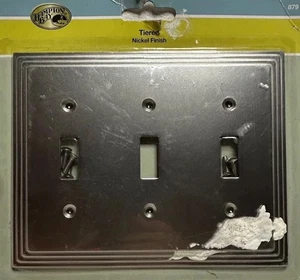 New In Pack Hampton Bay Triple Switch Wall Plate - Nickel Finish Estate Sale Or - Picture 1 of 1