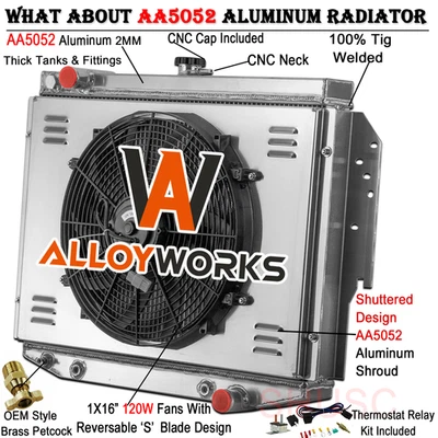 4~Row Radiator Shroud Fan For 1976-1983 Dodge Aspen Chrysler Imperial LeBaron V8 - Image 1 of 4