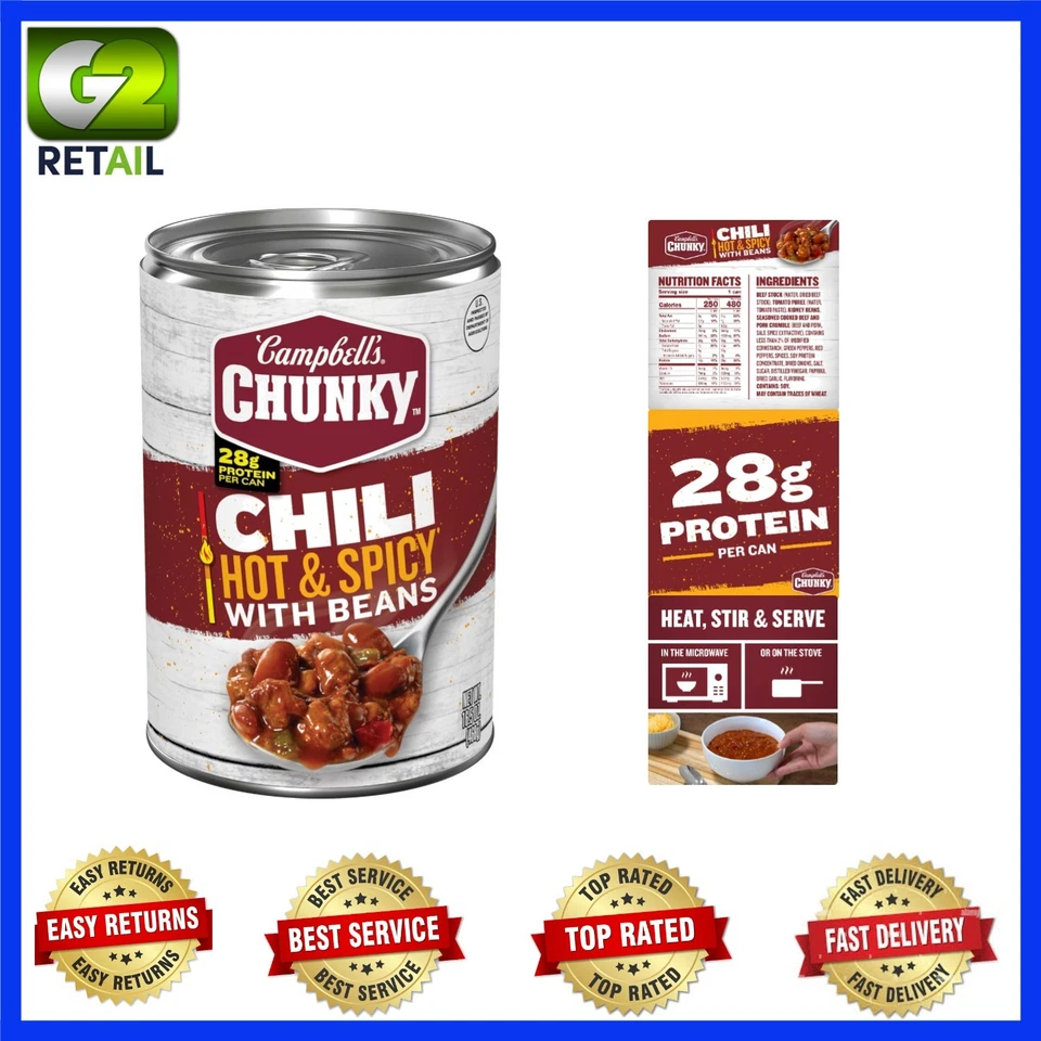 Campbell's Chunky Soups Hot & Spicy Chili With Beans Hearty Fiery 16.5 Oz. Can