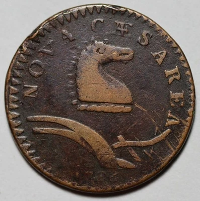Moneda colonial de cobre de Nueva Jersey 1786 - viga de arado curva - M.24-P Foto 1 de 4