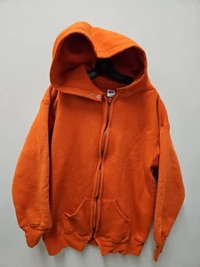 Vintage Russell Athletic Double Face Pullover Hoodie Orange Large Snap Hood - Bild 1 von 21