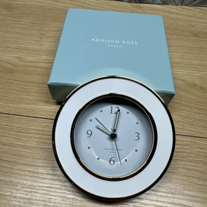 RELOJ DESPERTADOR ADDISON ROSS Oro Blanco *LEER Faltan Clavijas/Soporte - Imagen 1 de 7