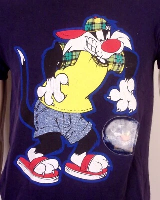 Camiseta vintage años 90 rara 1996 Sylvester & Tweety Hip Hop Looney Tunes Holograma S Foto 1 de 4
