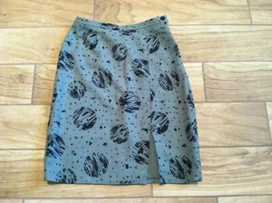 New Sz.4- Women Wool Green/Black Wool Skirt Thigh & Back Slit - Picture 1 of 4