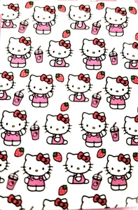 HELLO KITTY,STRAWBERRY PINK,WHITE POLYESTER SOFT PLUSH THROW BLANKET 60"X70" - Picture 1 of 7