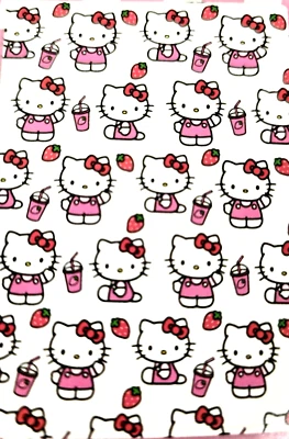 Hello Kitty, Fragola Rosa, Bianco Poliestere Morbido Peluche Coperta 152cmX178cm - Immagine 1 di 4