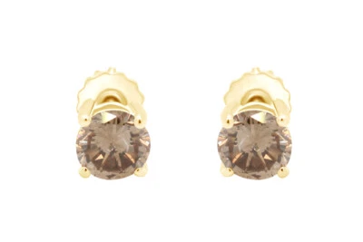 Round Cut Natural Diamond Solitaire Stud Earrings 14K Yellow Gold (I1-I2, L-M) - Image 1 of 4