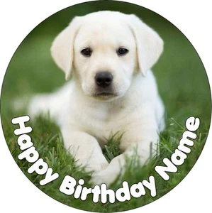 EDIBLE Labrador puppy cake Topper Birthday Wafer Paper 19cm (uncut) - Picture 1 of 4