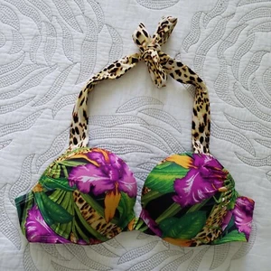 Victorias Secret Swim BOMBSHELL Add-2 BIKINI Top 34A Purple Floral Leopard Q09 - Picture 1 of 8