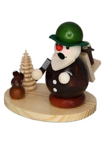 Räuchermann Holzsammler mit Hase BxHxt 9,5x9,5x7cm NEU Rauchmann Räucherfigur - Picture 1 of 1