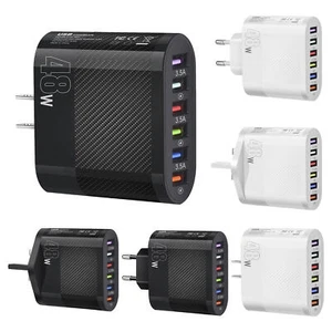 USB Charger 6-Port 48W USB Charging Block Desktop Charging Station Fast Charging - Picture 1 of 18
