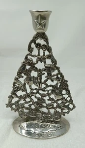 Vintage Silver Plated Christmas Tree Single Candle Holder Very Nice Decoration - Picture 1 of 19