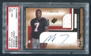 2001 UD SPX Michael Vick Red RC Jersey AUTO 68/250 PSA 8 NM-MT - Picture 1 of 2